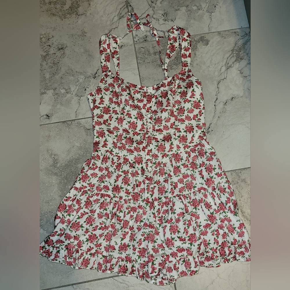 Wild fable White Floral Romper with Pink Roses